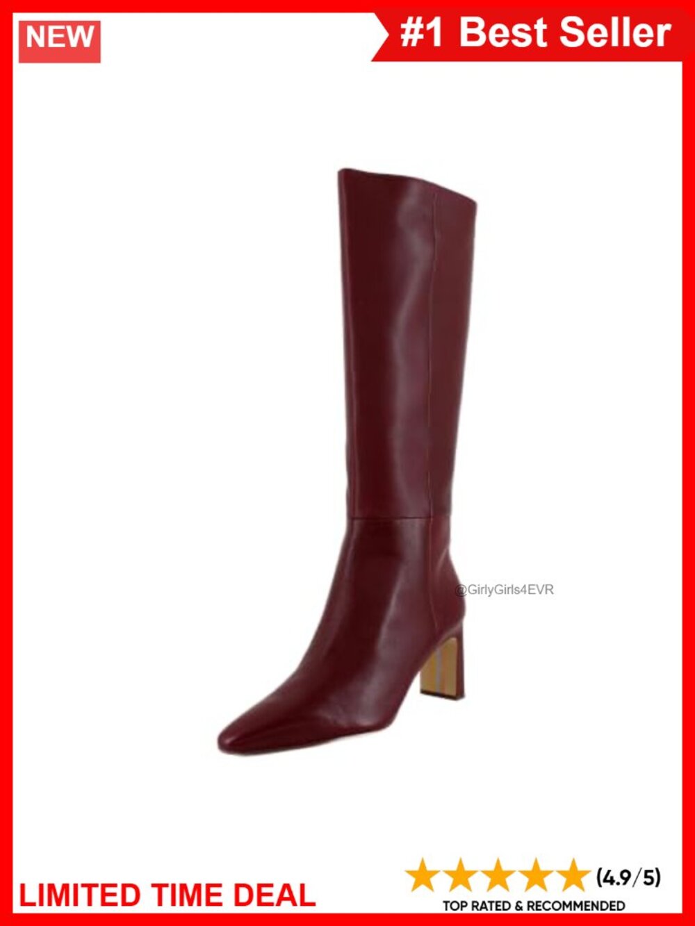 Western Equestrian Knee-High Boots Leather Zip Snip Toe Block Heel
